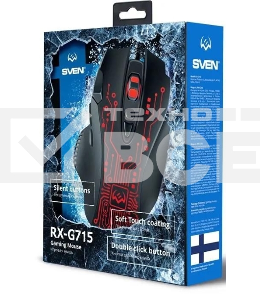 Мышь проводная SVEN RX-G715 черный, 3200 dpi, USB, кнопки - 8