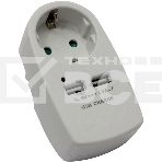 Сетевой адаптер СТАРТ SA1-ZD-2USB, 1 розетка, до 16А, 2 USB порта 2,5А, заземление, защитные шторки от детей, IP20, белый, фото3