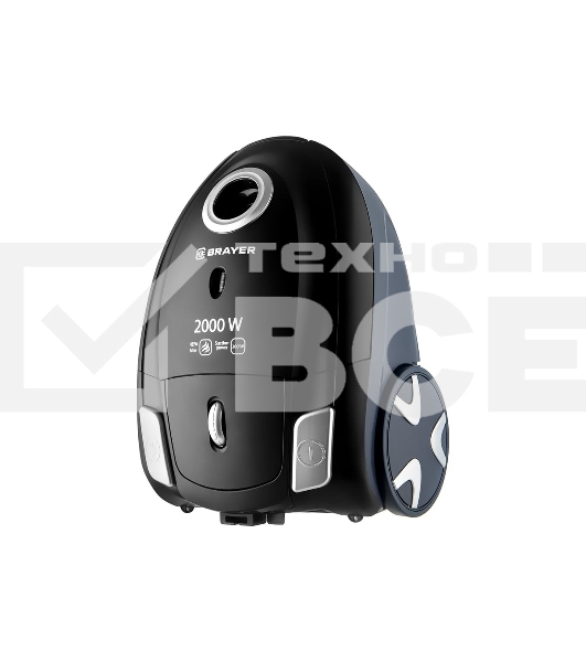 Мешковый пылесос BRAYER BR4225, 2000 Вт, 2.5 л, всасыв 350 Вт, черный