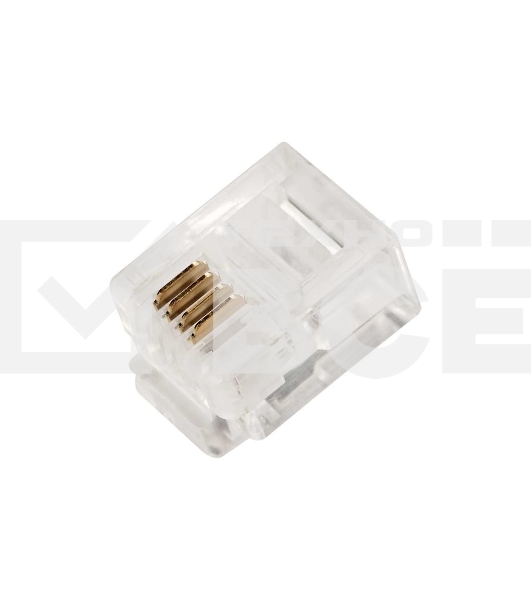 Коннектор Lanmaster TWT-PL12-6P4C/JR100, UTP кат.3 RJ12, прозрачный (упак.:100шт)