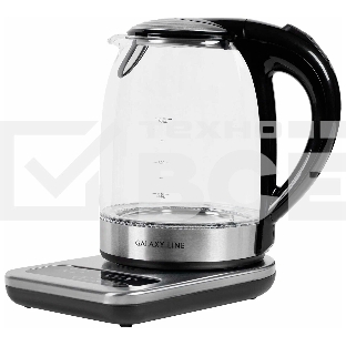 Чайник электрический Galaxy Line GL0593 2200 Вт, 1,7 л, стекло черный/серебристый