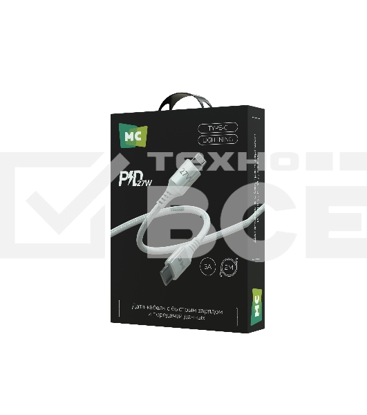 Кабель MORE CHOICE (4620202554192) K69ia 2м USB 3.0A PD 27W для Lightning ng 8-pin Type-C - 2м, белый