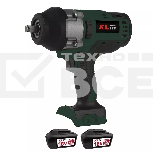 Профессиональный бесщеточный гайковерт аккумуляторный KLPRO KLSS18BHX-80 (18В, Li-ion-2шт, 8.0А·ч, 800Нм, 2 скорости, подсветка,З/У,в кейсе)