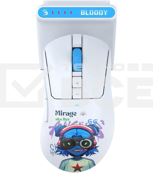 Мышь беспроводная A4Tech Bloody R73 Ultra Duo белый/рисунок оптическая 20000dpi беспров. USB/USB-C 7but (R73 ULTRA DUO NYX MIRAGE)