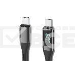 Кабель OLMIO GEEK, Type-C - Type-C, 60W, 1.2м, тканевая оплетка, LCD, черный, фото2