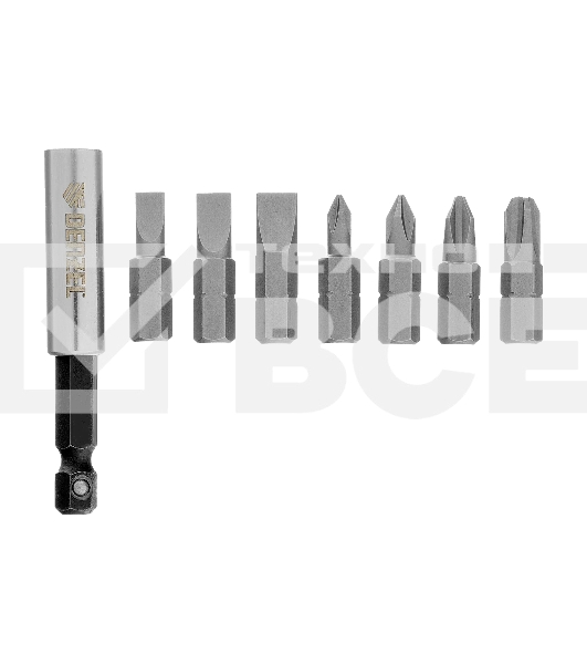 Набор бит с магнитным держателем Denzel S2, 8 шт.