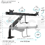 Кронштейн Kromax OFFICE-20 черный, 1 шт/уп. Кр. алюм. настол. для мон. 17'-35', max 2x10 кг, 6 ст св., нак. +45°-22°, пов. ±32°, max VESA 100x100 мм., фото6