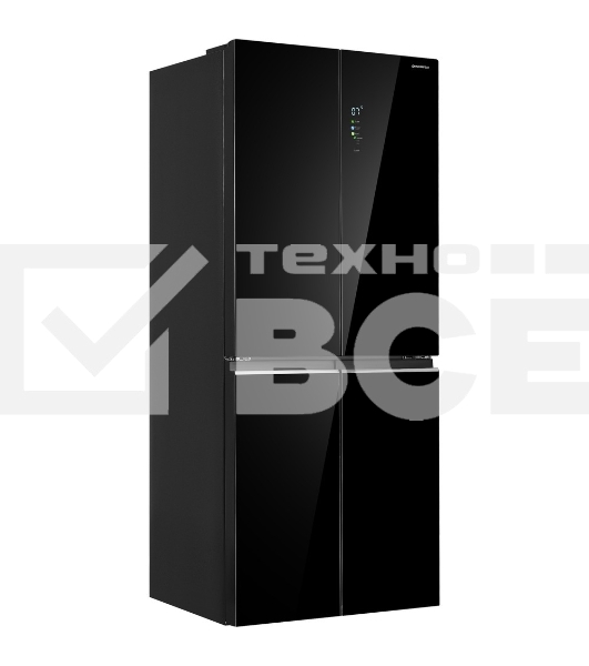 Холодильник Maunfeld MFF192NFB01 Inverter черный стекло трехкамерный 334/184л морозилка снизу, No Frost, Side by Side