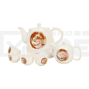 Набор чайный Mystery MEK-1624 1.2л, белый, 1500 Вт, (корпус: керамика)