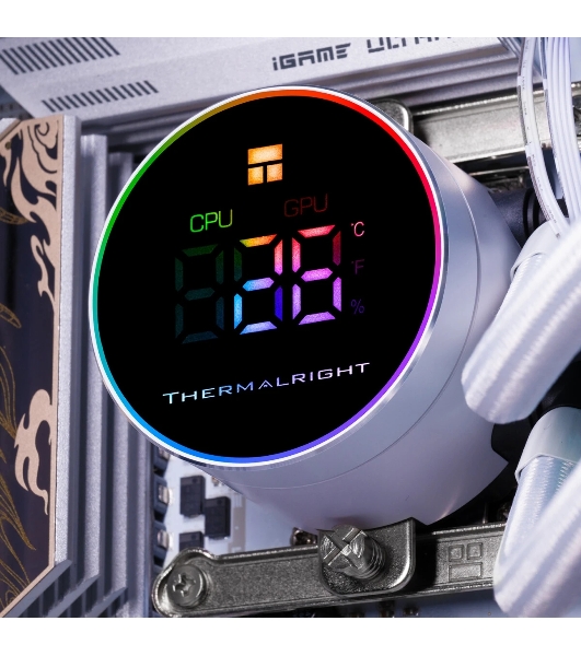 Система жидкостного охлаждения Thermalright Frozen Magic 360 Digital V2 ARGb Soc-AM5/AM4/1200/1700/1851 белый 4-pin 28dB Al LCD Ret (F-MAGIC-360-DIGITAL-WH-ARGb-V2)