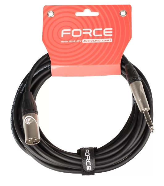 Кабель аудио FORCE FMC-07/61/4' TRS (M) - XLR (M), высококачественный балансный, малошумящий с проводниками из безкислородной меди OFC, диаметр 6 мм, профессиональные металлические разъемы, длина 6 м, цвет черный