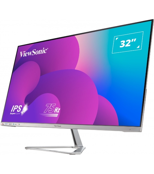 Монитор 32' ViewSonic VX3276-MHD-3 IPS 1920x1080, 75 Гц, 4 мс, 16:9, 250 кд/м2, 1xHDMI, 1xDP, 2x3 Вт, серебристый