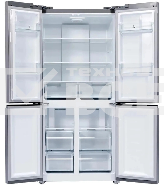 Холодильник  LEX LCD450XID серебристый трехкамерный 288/129л морозилка снизу Side-by-Side
