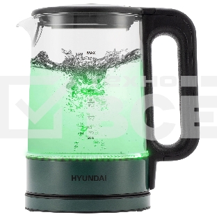 Чайник электрический Hyundai HYK-S4805 1.7л. 2200Вт темно-зеленый корпус: стекло/пластик