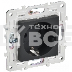 Розетка IEK SKANDY SK-R04G (SK-R14-16-K53) с заземлением, с защитными шторками 16А, графит, фото 1