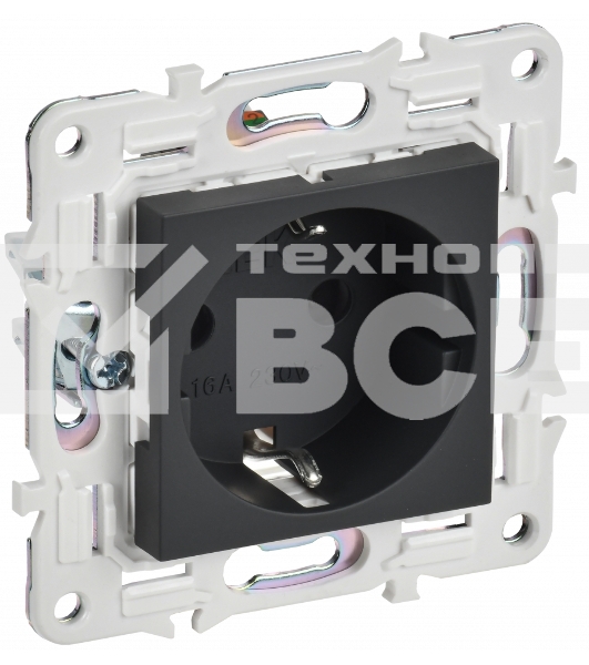 Розетка IEK SKANDY SK-R04G (SK-R14-16-K53) с заземлением, с защитными шторками 16А, графит