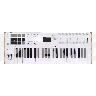 Клавиатура MIDI [231621] Arturia [KeyLAB 49 MK3 White] 49 клавиш, полувзвешенная механика, дисплей, 12 пэдов, 9 фейдеров, 9 поворотных регуляторов, 3 входа для подключения педалей, MIDI in/out, USB-C