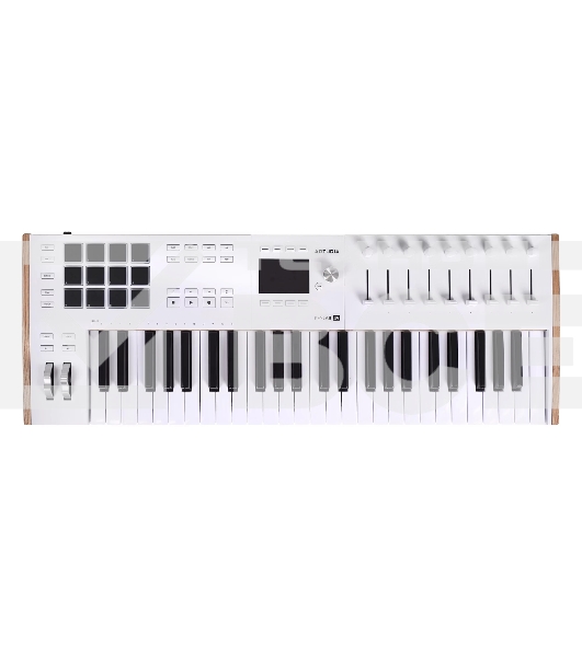 Клавиатура MIDI [231621] Arturia [KeyLAB 49 MK3 White] 49 клавиш, полувзвешенная механика, дисплей, 12 пэдов, 9 фейдеров, 9 поворотных регуляторов, 3 входа для подключения педалей, MIDI in/out, USB-C