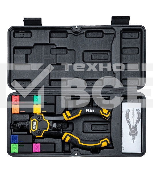 Заклепочник Denzel для резьбовых заклепок, двуручный, заклепки М3, М4, М5, М6, М8, М10, M12