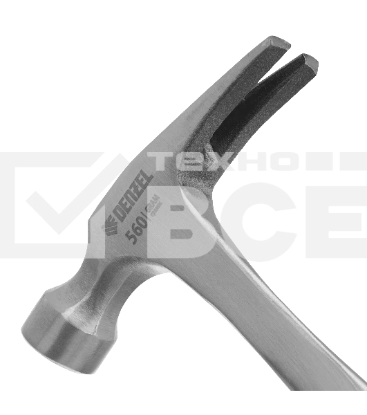 Молоток-гвоздодер Denzel 560 г, цельнометаллический, двухкомпонентная рукоятка