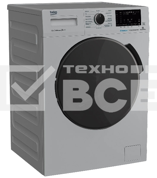 Стиральная машина Beko WSPE7H616S cеребристый, загрузка фронтальная 7,5 кг, 1200 об/мин., класс: А