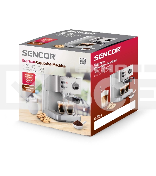 Кофеварка рожковая Sencor SES 4010SS серый, исп. кофе - молотый, 1.5 л, 1050 Вт, 15 Бар.