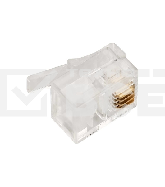Коннектор Lanmaster TWT-PL12-6P4C/JR100, UTP кат.3 RJ12, прозрачный (упак.:100шт)