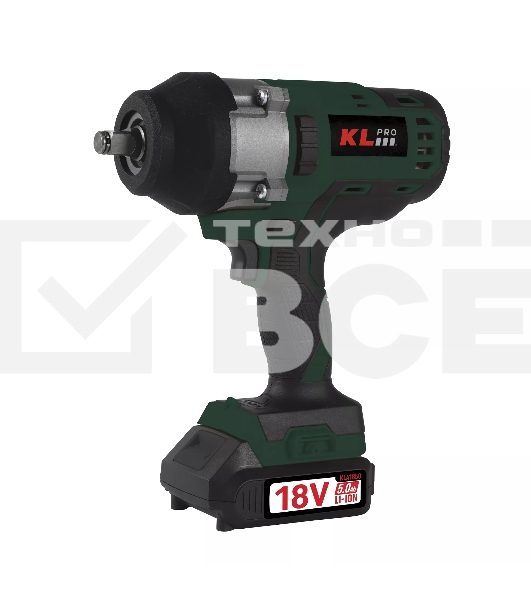 Профессиональный бесщеточный гайковерт аккумуляторный KLPRO KLSS18BHX-50 (18В, Li-ion-2шт, 5.0Ач, 800Нм, 2 скорости, подсветка,З/У,в кейсе)