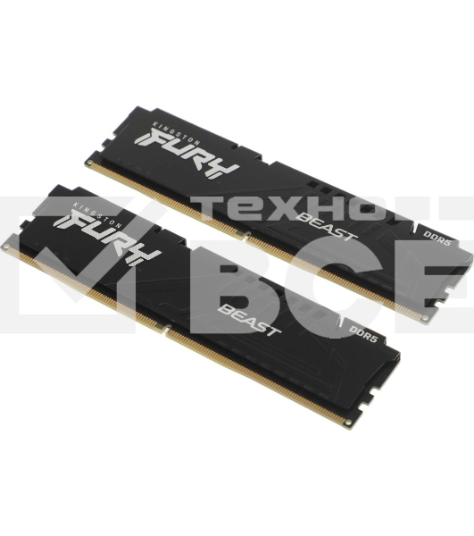 Оперативная память Kingston Fury Beast, DDR5, 32Gb (2x16Gb), 6400MHz, CL32, DIMM, с радиатором, черный
