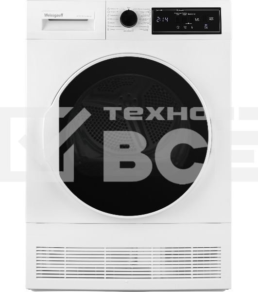 Сушильная машина WEISSGAUFF WD 56108 D Condenser белый, 8 кг, сушка - конденсационная, программ - 15, 59.6 x 84.5 x 59.3 см