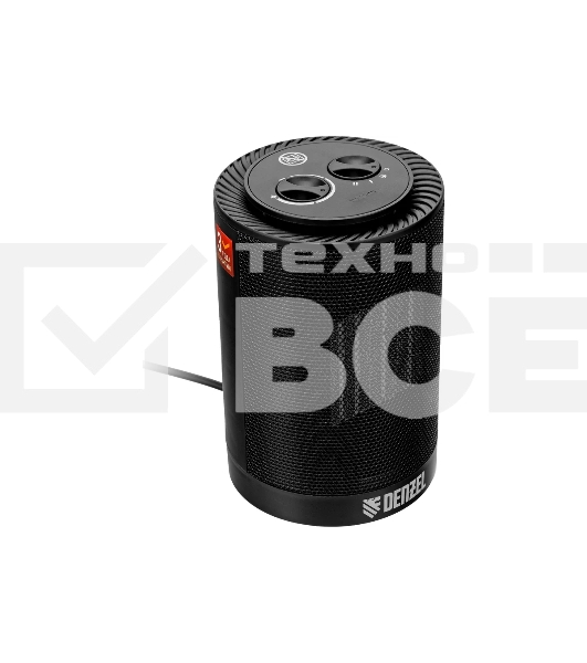 Тепловентилятор керамический Denzel DTFC-1200S, черный, 600/1200 Вт, 12 м2, 3 режима, термостат