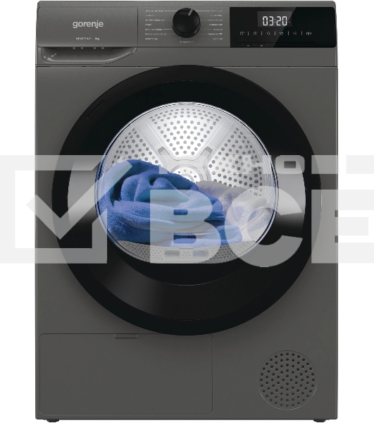 Сушильная машина Gorenje D2HNE82/C серый, 8 кг, сушка - тепловой насос, программ - 15, 59.5 x 84.5 x 58 см