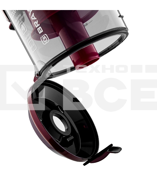 Пылесос BRAYER BR4211 черный/бордовый, 400/2200 Вт, уборка сухая, пылесборник контейнер, 3 л