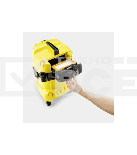 Строительный пылесос Karcher WD 4 P V-20/5/22 желтый, 1000 Вт, уборка сухая/сбор воды/выдув, пылесборник мешок/контейнер, 20 л