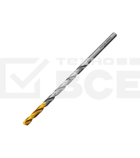 Сверло спиральное по металлу Denzel 5,5 х 139 мм, Р6М5, Golden Tip, удлиненное