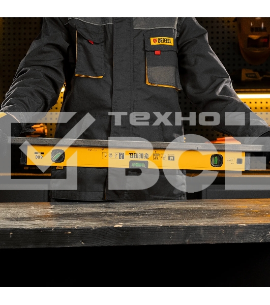 Уровень алюминиевый Denzel магнит., фрезерованный, 3 глазка (1 зеркал.), 0,5 мм/м, 600 мм