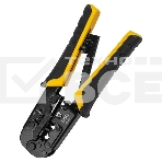 Обжимные клещи Deli DL4971 4P,6P,8P Размер: 200 мм. Спецификация обжима: 4P, 6P, 8P. Сталь A3 с черным покрытием. Ручка из ПВХ и ТПР. Храповой механизм. Подходит для витой пары UTP/STP и телефонных кабелей., фото2