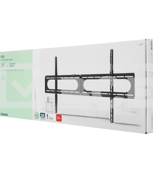 Кронштейн для телевизора Hama 00220843 черный 37'-120' макс.100кг настенный фиксированный