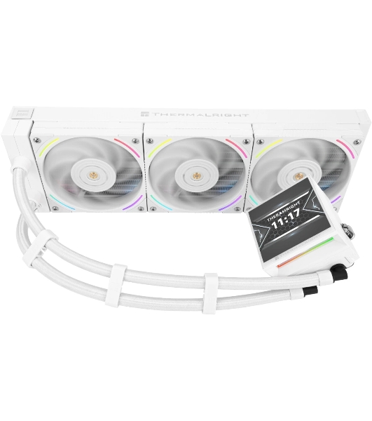 Водяное охлаждение для процессора Thermalright Hyper Vision 360 (360mm, LED, White, ARGB/Fans: 3x120mm, 69CFM, 27dBA, 2150RPM/Pump height 68mm, 6400RPM, Rad thickness 27mm/S: 1700, 1200, 1851, 115X, 2011, 2066, AM5, AM4)