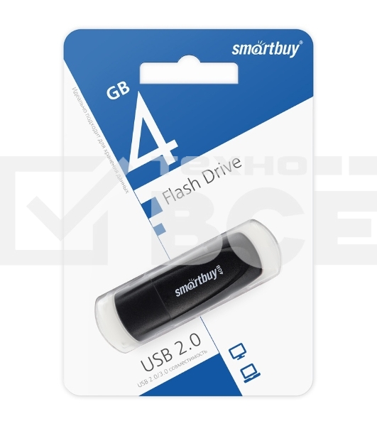 Флеш диск USB 2.0 SmartBuy 004GB Scout Black (SB004GB2SCK)