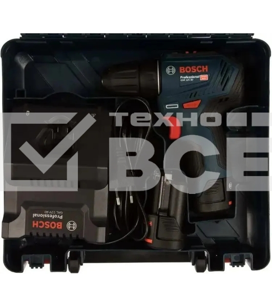 Дрель-шуруповерт Bosch GSR 12V-30 Аккумуляторная, Кейс
