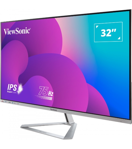 Монитор 32' ViewSonic VX3276-MHD-3 IPS 1920x1080, 75 Гц, 4 мс, 16:9, 250 кд/м2, 1xHDMI, 1xDP, 2x3 Вт, серебристый