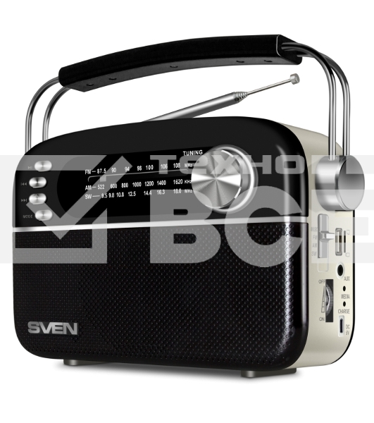 Радиоприемник белый SVEN SRP-505 (4 Вт, FM/AM/SW, USB, SD/microSD, Bluetooth, 1200 мАч)