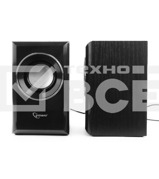 Колонки Gembird SPK-204, черный МДФ,2х3 Вт, регулятор громкости, USB