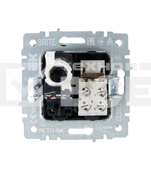 Розетка двойная RJ11+RJ45 IEK BRITE РК/Т12-БрС кат.5E сталь