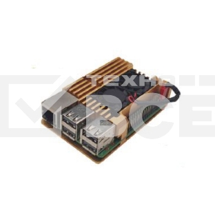 Корпус ACD RA504 Gold Metal Aluminum Case with Double Fans for Raspberry Pi 4B