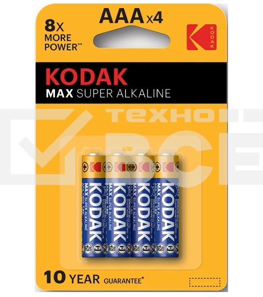 Батарейки Kodak LR03-4BL MAX SUPER Alkaline [K3A-4] (40/200/32000)