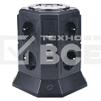 Сетевой фильтр Qumo Power Tower Pro 8SP4U (P-0002), 8 розеток, 2200 Вт, 10A, кабель 2м 3*1 мм чистая медь, пожаробезопасный пластик, евровилка, 4 USB порта 4.5A суммарно, фото 1