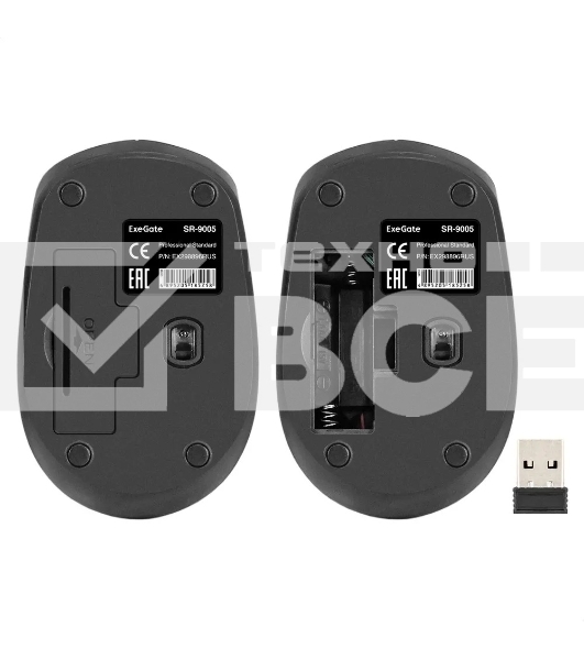 Мышь беспроводная ExeGate Professional Standard SR-9005 черный, 1200 dpi, радиоканал, USB, кнопки - 4
