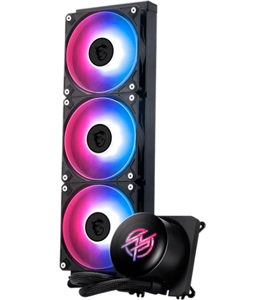 Система жидкостного охлаждения/ Water Cooling System MSI MPG CORELIQUID P13 360 (300W, 360мм, LED, Black, ARGB/ Fans: 3x120мм, 64.89CFM, 2050RPM/ Pump 20dBA, 3400RPM, Rad thickness 27мм/ S: 1851, 1700, AM5, AM4)